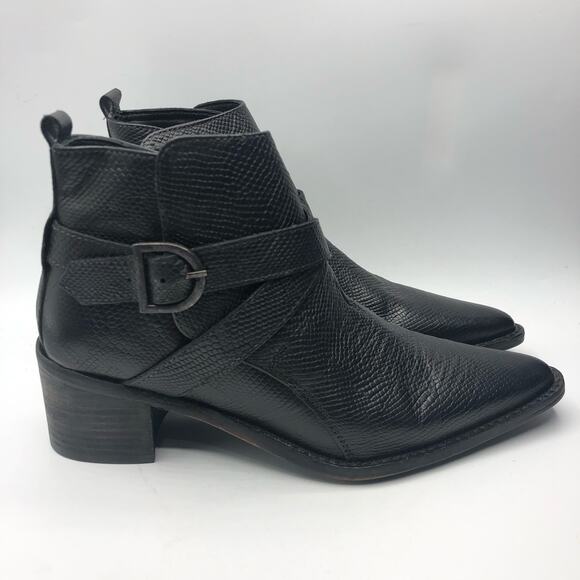 Free People Women's Back Loop Ankle Leather Booties Black EU 38 / US 8 - Picture 2 of 8